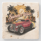 Sommerstimmung Klassiker Auto Steinuntersetzer (Vorderseite)