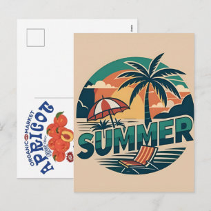 Sommerstimmung Retro-Strand-Vintage-Küsten-Sonnens Feiertagspostkarte