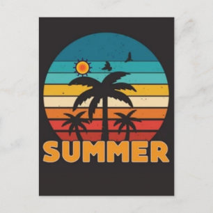 Sommerstimmung Retro-Strand-Vintage-Küsten-Sonnens Feiertagspostkarte