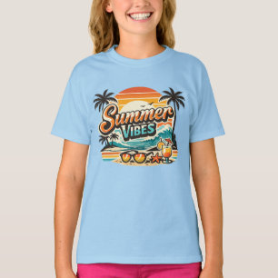 Sommerstimmung Retro-Strand Vintage-Tropen-Urlaub T-Shirt