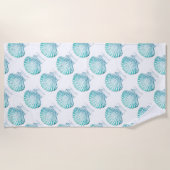 Sommerstrand aquamarin blaues Aquarell Meerjungfra Strandtuch (Vorderseite)