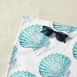 Sommerstrand aquamarin blaues Aquarell Meerjungfra Strandtuch