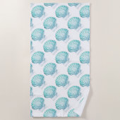 Sommerstrand aquamarin blaues Aquarell Meerjungfra Strandtuch (Vorderseite)