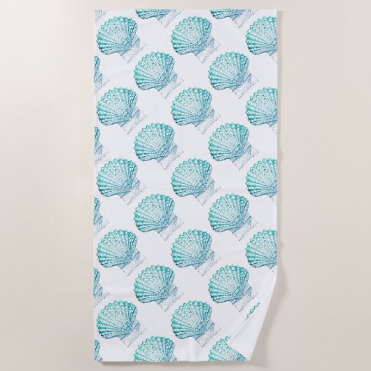 Sommerstrand aquamarin blaues Aquarell Meerjungfra Strandtuch (Vorderseite)