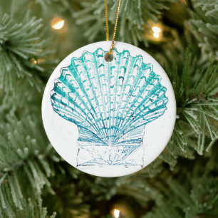 Sommerstrand aquamarin blaues Meerwasser Meerjungf Keramik Ornament