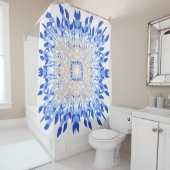 Sommerstrand blau rosa beigefarbene Blumen Duschvorhang (Beispiel)