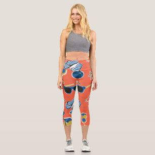 Sommerstrand: Entspannung im nahtlosen Muster. Capri Leggings