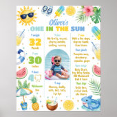 Sommerstrand-Geburtstags-Foto-Meilenstein-Schild Poster (Vorne)