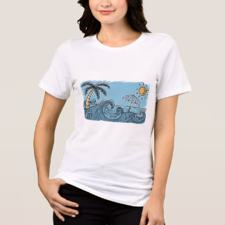 Sommerstrand-Illustration Tri-Blend Shirt
