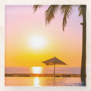 Sommerstrand mit Meer Glasuntersetzer