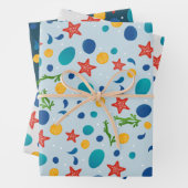 Sommerstrand mit Seestern, Muscheln und Kies Geschenkpapier Set (Beispiel)