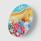 Sommerstrand Runde Wanduhr (Winkel)