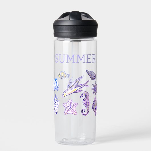Sommerstrand-Seepferdchen Trinkflasche (Vorderseite)