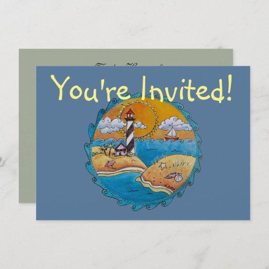 Sommerstrand Spaß an der sonnigen Küste Einladung (Vorne/Hinten)