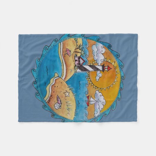 Sommerstrand Spaß an der sonnigen Küste Fleecedecke (Vorderseite (Horizontal))