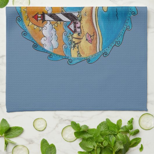 Sommerstrand Spaß an der sonnigen Küste Geschirrtuch (Gefaltet)