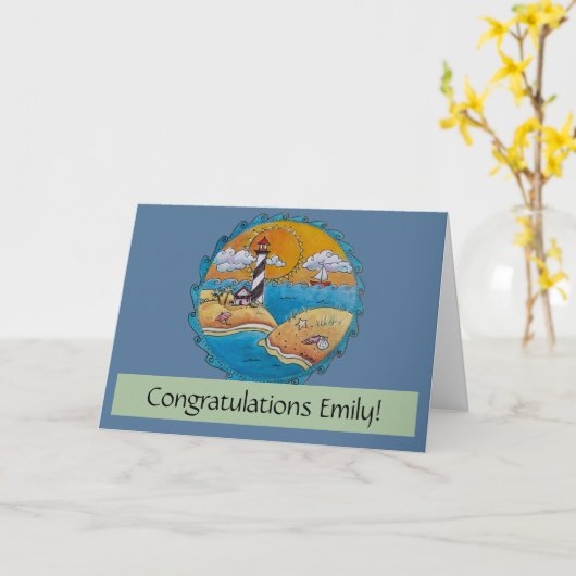 Sommerstrand Spaß an der sonnigen Küste Karte (Gelbe Blume)