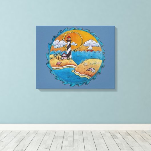 Sommerstrand Spaß an der sonnigen Küste Leinwanddruck (Insitu (Holzboden))