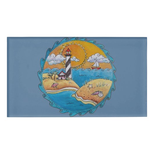 Sommerstrand Spaß an der sonnigen Küste Namenschild (Vorderseite)