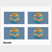 Sommerstrand Spaß an der sonnigen Küste Rechteckiger Aufkleber (Blatt)