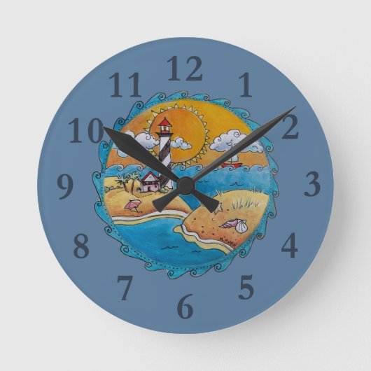 Sommerstrand Spaß an der sonnigen Küste Runde Wanduhr (Vorderseite)
