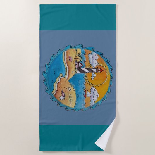 Sommerstrand Spaß an der sonnigen Küste Strandtuch (Vorderseite)