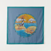 Sommerstrand Spaß an der sonnigen Küste Wandteppich (Vorderseite)