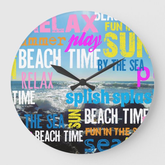 Sommerstrand-Spaß Große Wanduhr (Vorderseite)