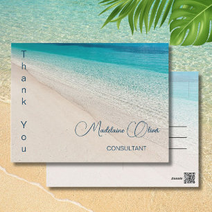 Sommerstrand Szene Blau Danke  Postkarte