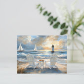 Sommerstrand Szene Küstenkunst Postkarte (Stehend Vorderseite)