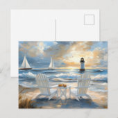 Sommerstrand Szene Küstenkunst Postkarte (Vorne/Hinten)