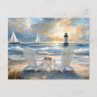 Sommerstrand Szene Küstenkunst Postkarte