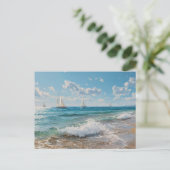 Sommerstrand Szene Küstenkunst Postkarte (Stehend Vorderseite)