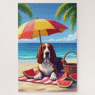 Sommerstrand Szene mit Basset Hound Puzzle