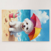 Sommerstrand Szene mit Bichon Frise Puzzle (Horizontal)