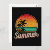 SOMMERSTRAND VINTAG POSTKARTE (Vorne/Hinten)