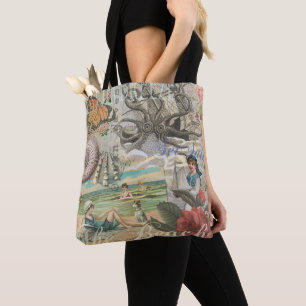 Sommerstrand Vintage-Oktopus Antik Segeln Tasche