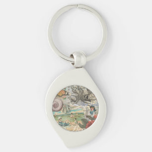 Sommerstrand vintage Oktopus antike Segel Schlüsselanhänger