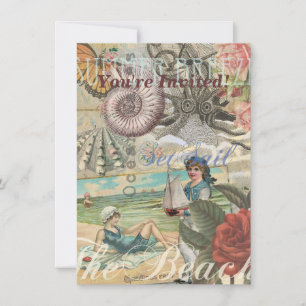 Sommerstrand vintage Oktopus antike Segelschifffah Einladung