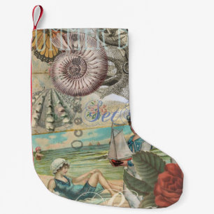 Sommerstrand vintage Oktopus antike Segelschifffah Kleiner Weihnachtsstrumpf