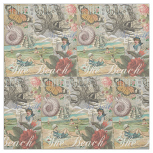Sommerstrand vintage Oktopus antike Segelschifffah Stoff