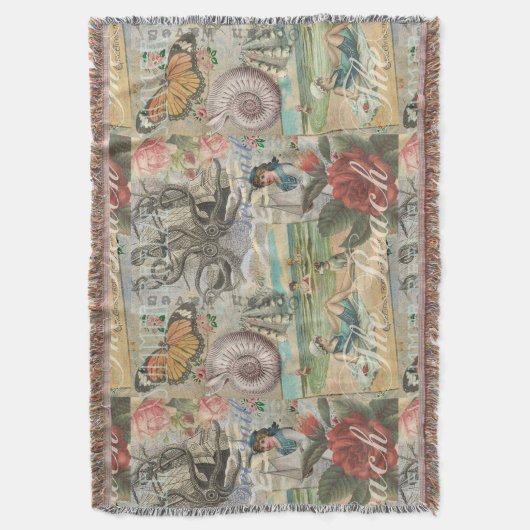 Sommerstrand Vintager Oktopus antikes Segeln Decke (Vorderseite Vertikal)