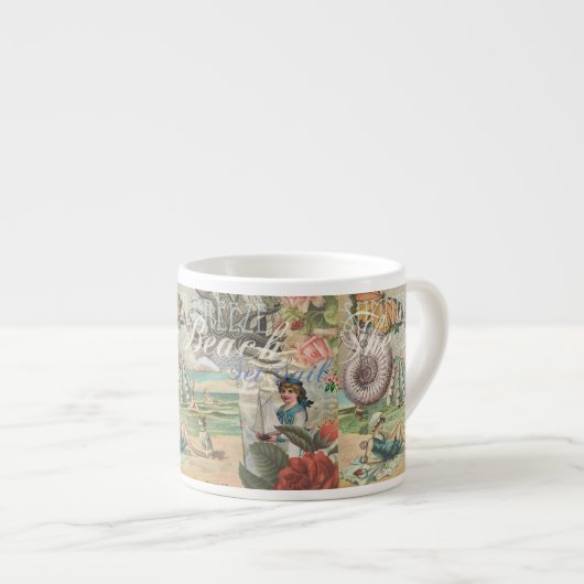 Sommerstrand Vintager Oktopus antikes Segeln Espressotasse (Vorderseite Rechts)