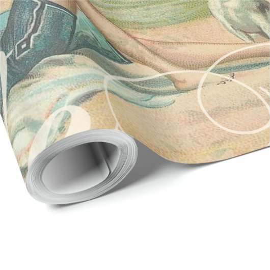 Sommerstrand Vintager Oktopus antikes Segeln Geschenkpapier (Rolleneckpunkt)