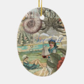 Sommerstrand Vintager Oktopus antikes Segeln Keramik Ornament (Hinten)