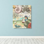 Sommerstrand Vintager Oktopus antikes Segeln Leinwanddruck (Insitu (Holzboden))