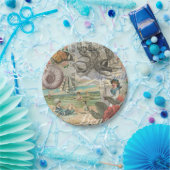 Sommerstrand Vintager Oktopus antikes Segeln Pappteller (Party)