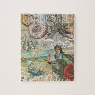 Sommerstrand Vintager Oktopus antikes Segeln Puzzle