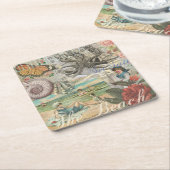 Sommerstrand Vintager Oktopus antikes Segeln Rechteckiger Pappuntersetzer (angewinkelt)