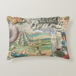 Sommerstrand Vintager Oktopus antikes Segeln Zierkissen